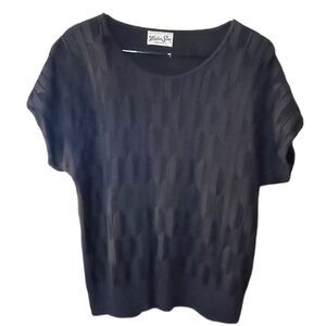 Helen Sue Made in U.S.A.size L black cotton blend knit top. Preppy casual vintag